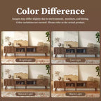ModernLuxe TV Stand for TVs up to 85, Entertainment Center with Storage Cabinets & Glass-Doors, Media Console, Natural