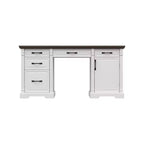 Famapy White and Brown Wooden Writing Desk Office Desk Computer Desk with Drawers - Home Office Workstation