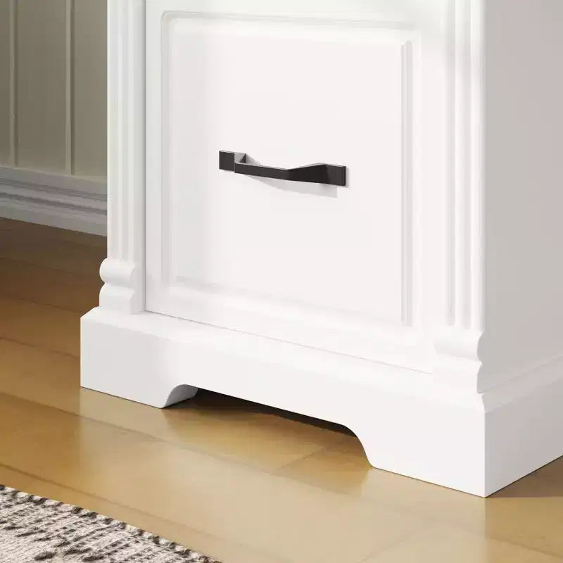 Famapy White and Brown Wooden Writing Desk Office Desk Computer Desk with Drawers - Home Office Workstation