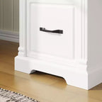 Famapy White and Brown Wooden Writing Desk Office Desk Computer Desk with Drawers - Home Office Workstation