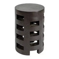 Storied Home Round Mindi Wood Stool with Textured Surface, Black