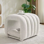 Hyleory Sgabello Poggiapiedi Facile da Collegare, Adatto agli Animali Domestici - Panca da Letto 2-in-1 e Tunnel Gioco con 2 Cuscinetti Rimovibili