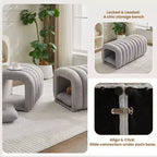 Hyleory Sgabello Poggiapiedi Facile da Collegare, Adatto agli Animali Domestici - Panca da Letto 2-in-1 e Tunnel Gioco con 2 Cuscinetti Rimovibili
