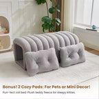 Hyleory Sgabello Poggiapiedi Facile da Collegare, Adatto agli Animali Domestici - Panca da Letto 2-in-1 e Tunnel Gioco con 2 Cuscinetti Rimovibili