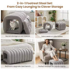 Hyleory Sgabello Poggiapiedi Facile da Collegare, Adatto agli Animali Domestici - Panca da Letto 2-in-1 e Tunnel Gioco con 2 Cuscinetti Rimovibili