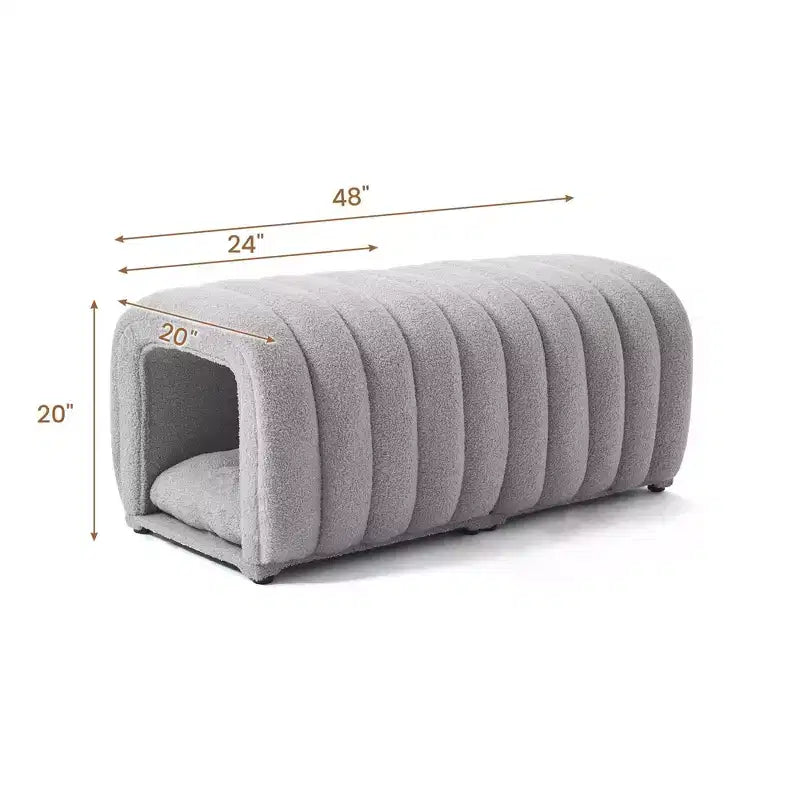 Hyleory Sgabello Poggiapiedi Facile da Collegare, Adatto agli Animali Domestici - Panca da Letto 2-in-1 e Tunnel Gioco con 2 Cuscinetti Rimovibili