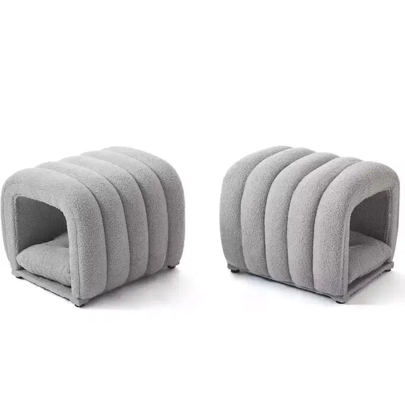 Hyleory Sgabello Poggiapiedi Facile da Collegare, Adatto agli Animali Domestici - Panca da Letto 2-in-1 e Tunnel Gioco con 2 Cuscinetti Rimovibili