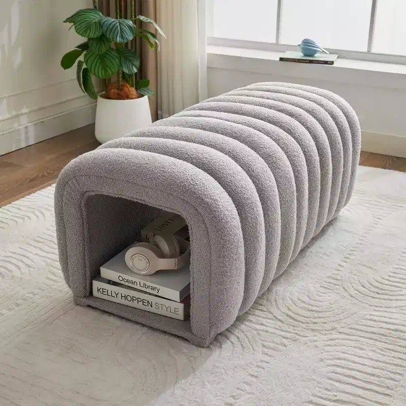 Hyleory Sgabello Poggiapiedi Facile da Collegare, Adatto agli Animali Domestici - Panca da Letto 2-in-1 e Tunnel Gioco con 2 Cuscinetti Rimovibili