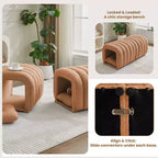 Hyleory Sgabello Poggiapiedi Facile da Collegare, Adatto agli Animali Domestici - Panca da Letto 2-in-1 e Tunnel Gioco con 2 Cuscinetti Rimovibili