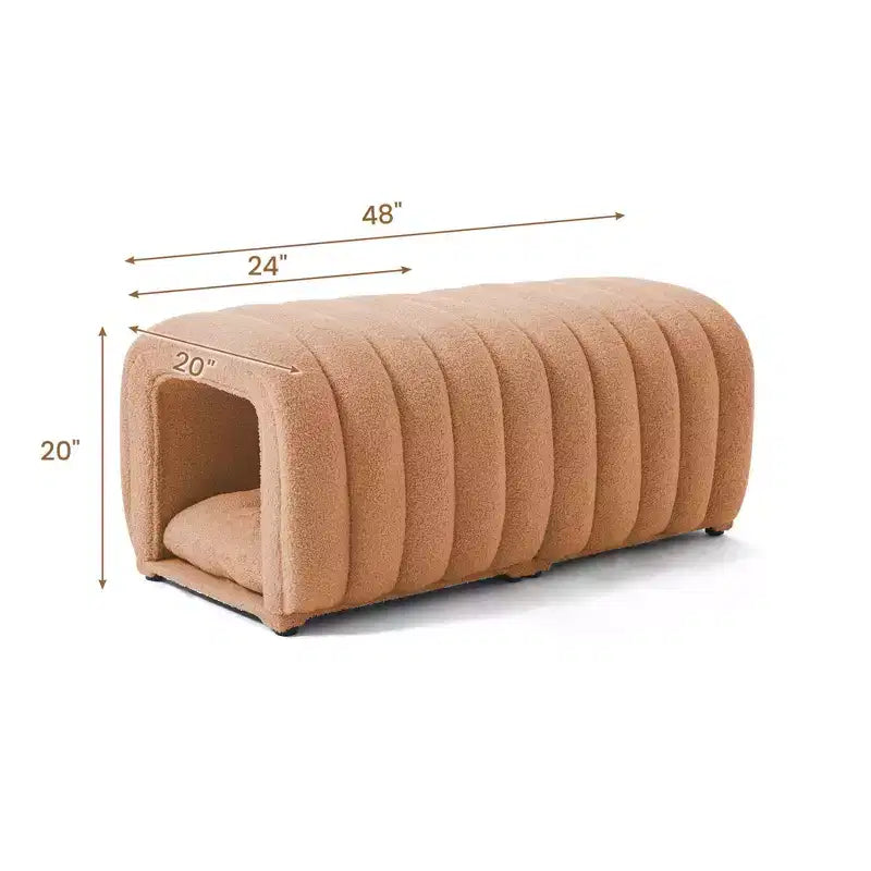 Hyleory Sgabello Poggiapiedi Facile da Collegare, Adatto agli Animali Domestici - Panca da Letto 2-in-1 e Tunnel Gioco con 2 Cuscinetti Rimovibili