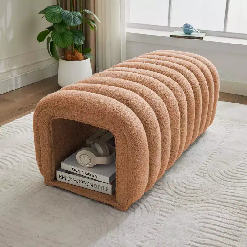 Hyleory Sgabello Poggiapiedi Facile da Collegare, Adatto agli Animali Domestici - Panca da Letto 2-in-1 e Tunnel Gioco con 2 Cuscinetti Rimovibili