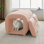 Hyleory Sgabello Poggiapiedi Facile da Collegare, Adatto agli Animali Domestici - Panca da Letto 2-in-1 e Tunnel Gioco con 2 Cuscinetti Rimovibili