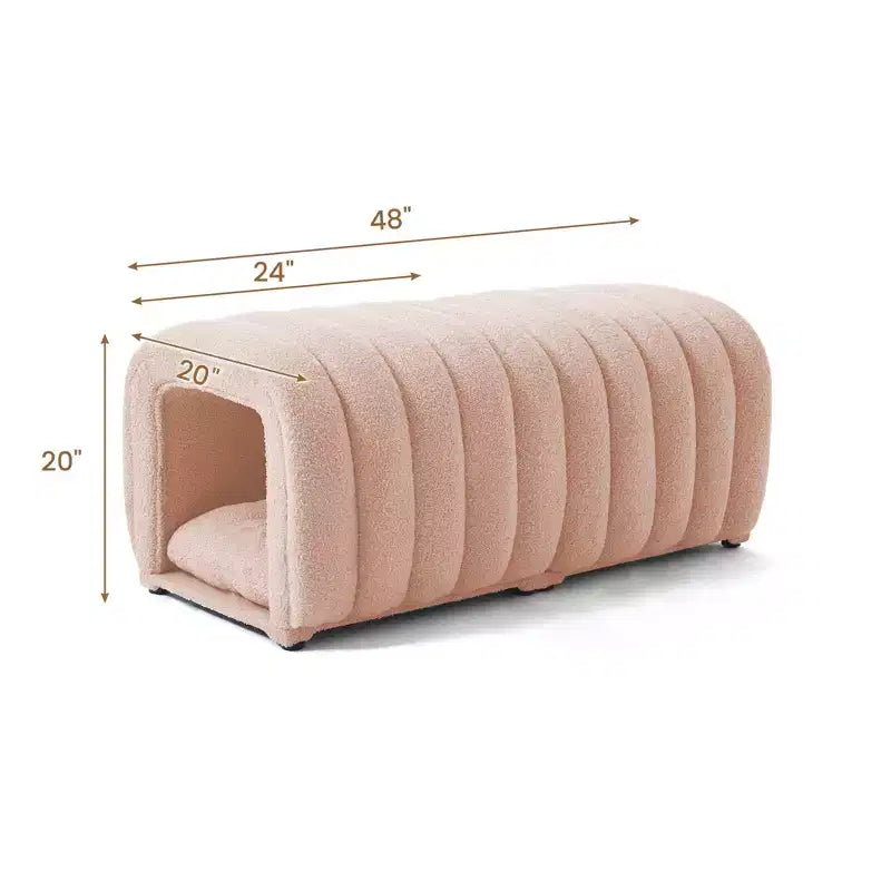 Hyleory Sgabello Poggiapiedi Facile da Collegare, Adatto agli Animali Domestici - Panca da Letto 2-in-1 e Tunnel Gioco con 2 Cuscinetti Rimovibili