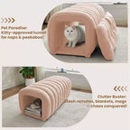 Hyleory Sgabello Poggiapiedi Facile da Collegare, Adatto agli Animali Domestici - Panca da Letto 2-in-1 e Tunnel Gioco con 2 Cuscinetti Rimovibili
