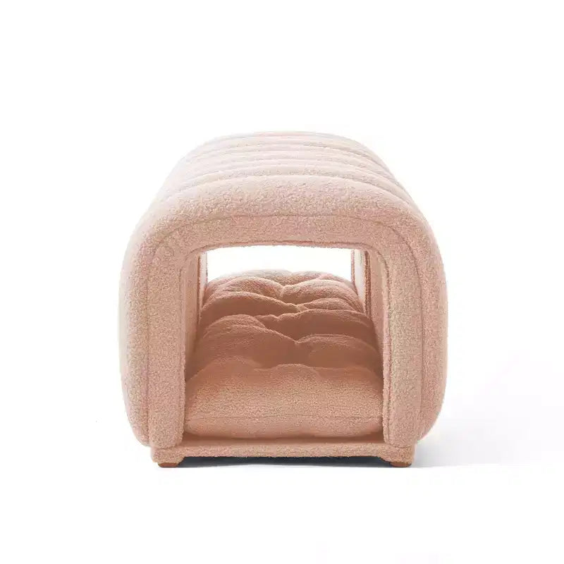 Hyleory Sgabello Poggiapiedi Facile da Collegare, Adatto agli Animali Domestici - Panca da Letto 2-in-1 e Tunnel Gioco con 2 Cuscinetti Rimovibili