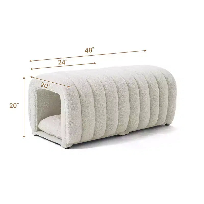 Hyleory Sgabello Poggiapiedi Facile da Collegare, Adatto agli Animali Domestici - Panca da Letto 2-in-1 e Tunnel Gioco con 2 Cuscinetti Rimovibili