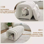 Hyleory Sgabello Poggiapiedi Facile da Collegare, Adatto agli Animali Domestici - Panca da Letto 2-in-1 e Tunnel Gioco con 2 Cuscinetti Rimovibili