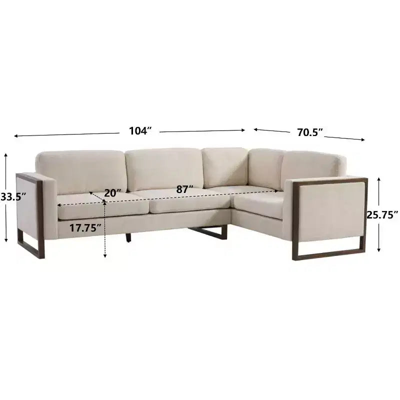 Christopher Knight Home Iansan 104'' 5-Seater Modern Rubberwood Upholstered L-Shaped Sectional Sofa