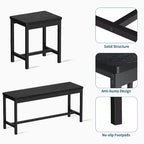 5-Piece Dining Table Set for 4-8 People, 63 Large Extendable Kitchen Table Set with 2 Benches and 2 Square Stools, Easy Assembly