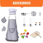 Cucina Giocattolo per Bambini, Set da Cucina in Legno con 20 Accessori per Utensili da Cucina, Set di Utensili da Cucina in Legno per Gioco di Imitazione