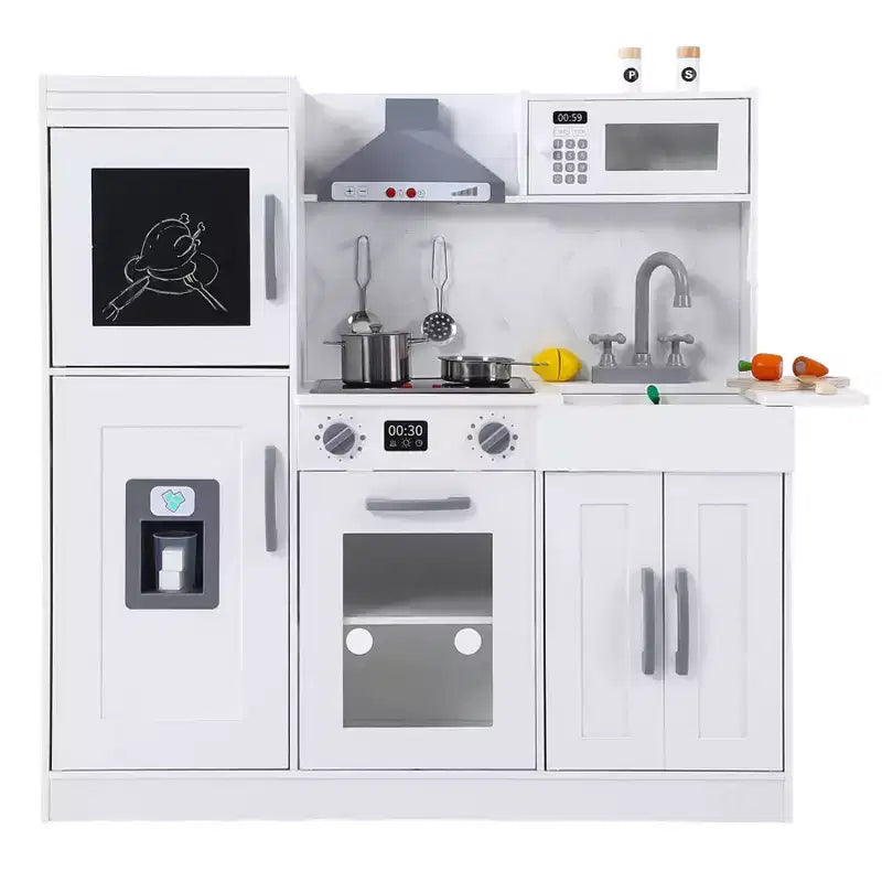 Kids Kitchen Playset, Wooden Chef Pretend Play Set with 20 PCS Cookware Accessories, Wooden Cookware Pretend