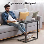 Marsail C-shaped End Table, 27 inches High, Coffee Tray Sofa Table Laptop TV Snack Stand W/ Metal Frame