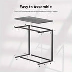 Marsail C-shaped End Table, 27 inches High, Coffee Tray Sofa Table Laptop TV Snack Stand W/ Metal Frame