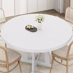 Acekool 47-Inch Round Dining Table, Seats 4, Wood Top with Pedestal Cross Base, Space-Saving Kitchen & Dining Room Table, Farmhouse Style