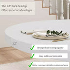 Acekool 47-Inch Round Dining Table, Seats 4, Wood Top with Pedestal Cross Base, Space-Saving Kitchen & Dining Room Table, Farmhouse Style