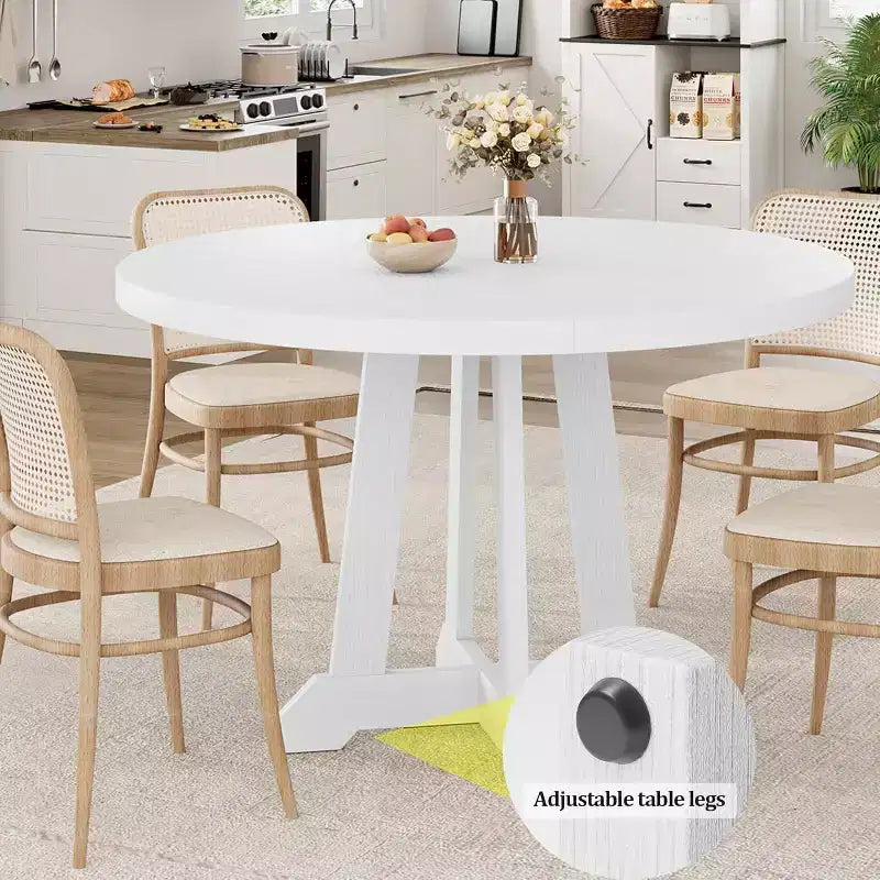 Acekool 47-Inch Round Dining Table, Seats 4, Wood Top with Pedestal Cross Base, Space-Saving Kitchen & Dining Room Table, Farmhouse Style