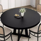 Acekool 47-Inch Round Dining Table, Seats 4, Wood Top with Pedestal Cross Base, Space-Saving Kitchen & Dining Room Table, Farmhouse Style