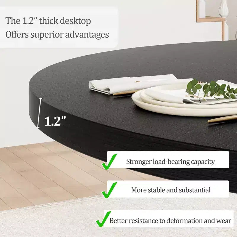 Acekool 47-Inch Round Dining Table, Seats 4, Wood Top with Pedestal Cross Base, Space-Saving Kitchen & Dining Room Table, Farmhouse Style