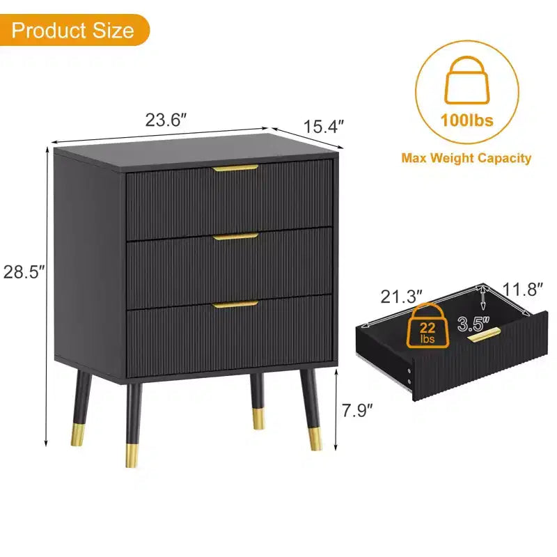 3 Drawer Dresser for Bedroom, Modern Closet Dressers Chest of Drawers, Storage Dresser Chest Cabinet Organizer Unit