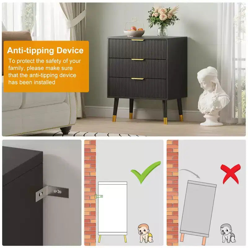 3 Drawer Dresser for Bedroom, Modern Closet Dressers Chest of Drawers, Storage Dresser Chest Cabinet Organizer Unit