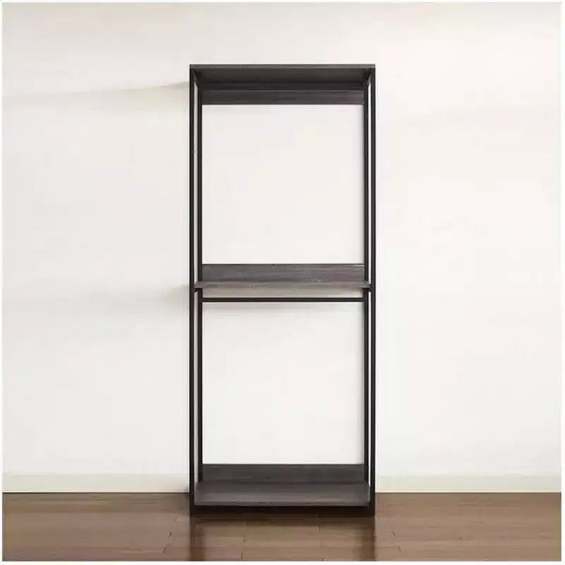 HomeStock 77,7 pollici H x 96 pollici L Sistema di armadio in composito di legno nero per contenimento universale con contenitori