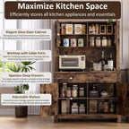 Freestanding Kitchen Pantry Cabinet with Drawers and Hutch, Adjustable Shelves and Microwave Stand, 63-Inch Tall Storage Unit for Dining Rooms