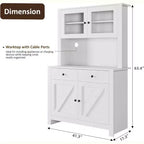 Freestanding Kitchen Pantry Cabinet with Drawers and Hutch, Adjustable Shelves and Microwave Stand, 63-Inch Tall Storage Unit for Dining Rooms