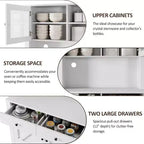 Freestanding Kitchen Pantry Cabinet with Drawers and Hutch, Adjustable Shelves and Microwave Stand, 63-Inch Tall Storage Unit for Dining Rooms