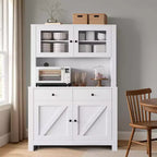 Freestanding Kitchen Pantry Cabinet with Drawers and Hutch, Adjustable Shelves and Microwave Stand, 63-Inch Tall Storage Unit for Dining Rooms