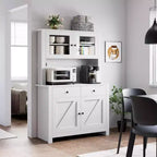 Freestanding Kitchen Pantry Cabinet with Drawers and Hutch, Adjustable Shelves and Microwave Stand, 63-Inch Tall Storage Unit for Dining Rooms