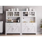 Freestanding Kitchen Pantry Cabinet with Drawers and Hutch, Adjustable Shelves and Microwave Stand, 63-Inch Tall Storage Unit for Dining Rooms