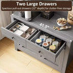 Freestanding Kitchen Pantry Cabinet with Drawers and Hutch, Adjustable Shelves and Microwave Stand, 63-Inch Tall Storage Unit for Dining Rooms