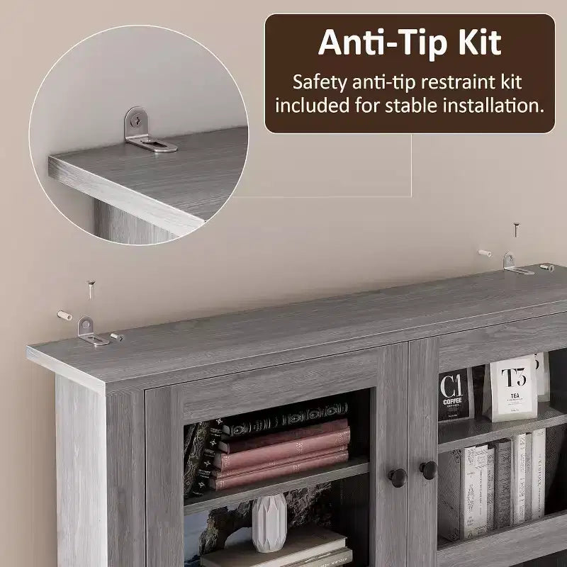 Freestanding Kitchen Pantry Cabinet with Drawers and Hutch, Adjustable Shelves and Microwave Stand, 63-Inch Tall Storage Unit for Dining Rooms