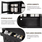 Freestanding Kitchen Pantry Cabinet with Drawers and Hutch, Adjustable Shelves and Microwave Stand, 63-Inch Tall Storage Unit for Dining Rooms