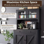 Freestanding Kitchen Pantry Cabinet with Drawers and Hutch, Adjustable Shelves and Microwave Stand, 63-Inch Tall Storage Unit for Dining Rooms