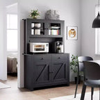 Freestanding Kitchen Pantry Cabinet with Drawers and Hutch, Adjustable Shelves and Microwave Stand, 63-Inch Tall Storage Unit for Dining Rooms