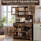 Freestanding Kitchen Pantry Cabinet with Drawers and Hutch, Adjustable Shelves and Microwave Stand, 63-Inch Tall Storage Unit for Dining Rooms