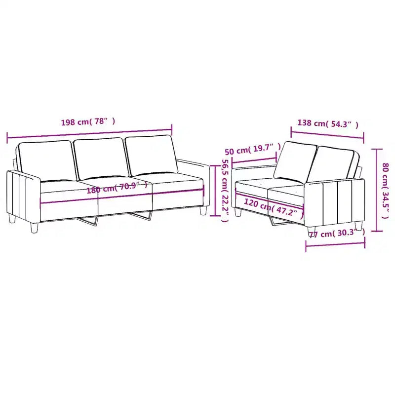 vidaXL Sofa Set Black Polyester, Metal, Textilene, Plywood