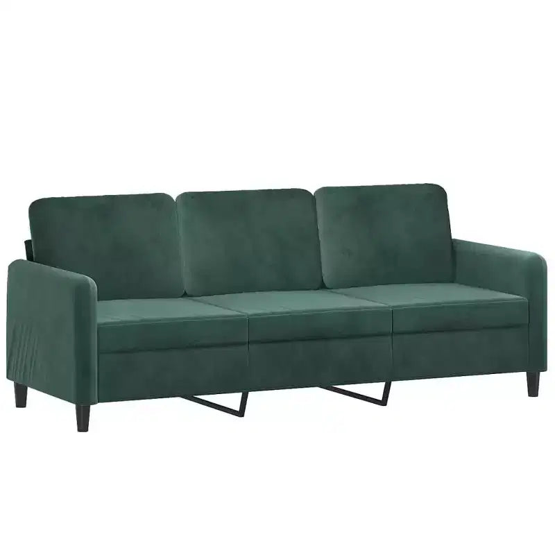 vidaXL 3-Piece Dark Green Velvet Sofa Set - Sturdy Metal/Plywood Frame, Comfortable Foam Filled Seating for Living Room