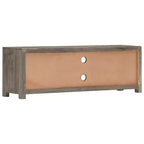 vidaXL Mobile Porta TV/Mobile Multimediale in Legno Massello di Mango con Due Cassetti e Un'Anta, Design Mid-Century, Grigio e Marrone, 120x30x40 cm